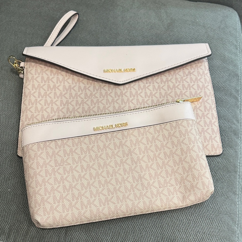 Michael Kors Blush Pink Clutch and Wristlet Set